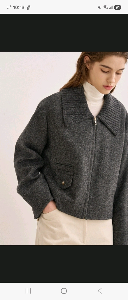 sjsj 울 니트칼라 크롭자켓 팝니다. 이미지
