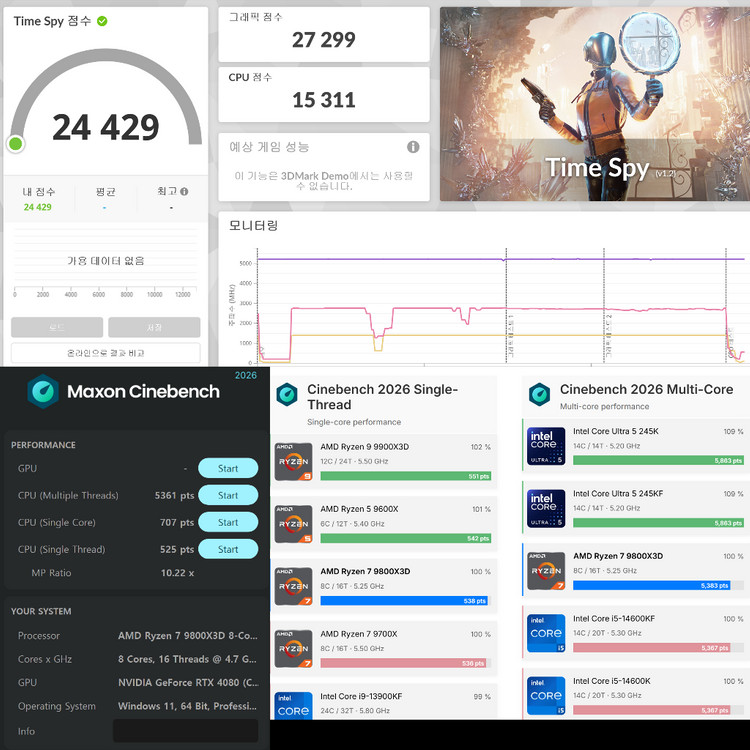 (새제품)9800x3d + 4080 본체--3