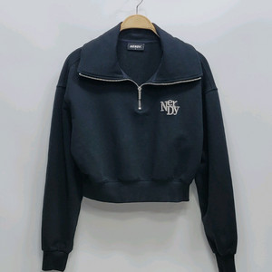 NERDY 23FW 널디 크롭 하프 집업 스웻셔츠 / 여 S 블랙 이미지