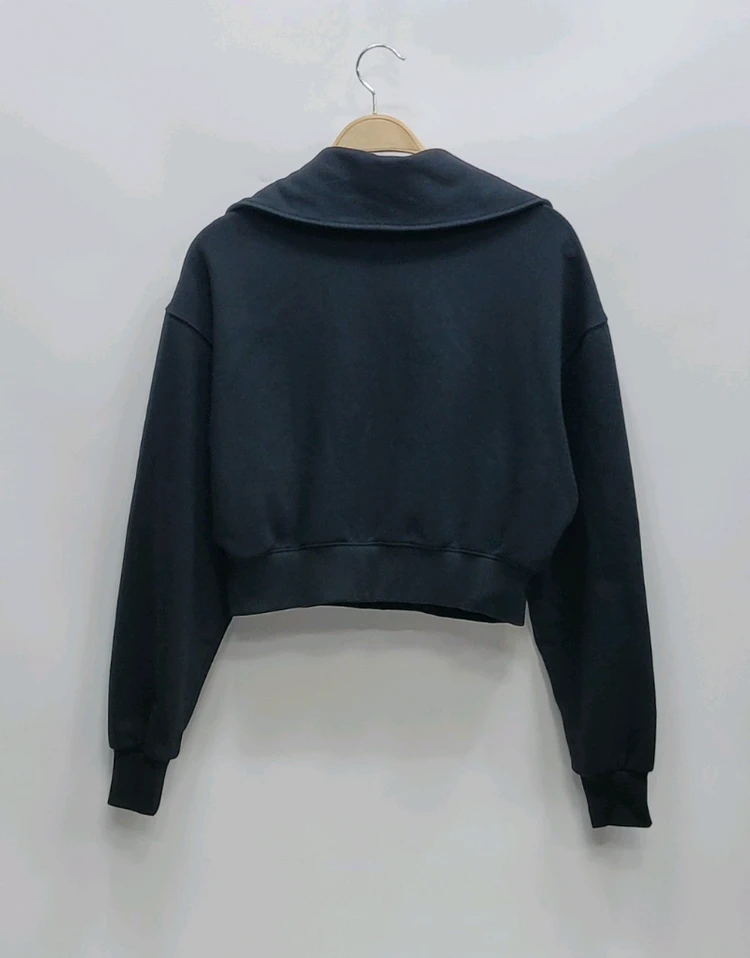 NERDY 23FW 널디 크롭 하프 집업 스웻셔츠 / 여 S 블랙 이미지