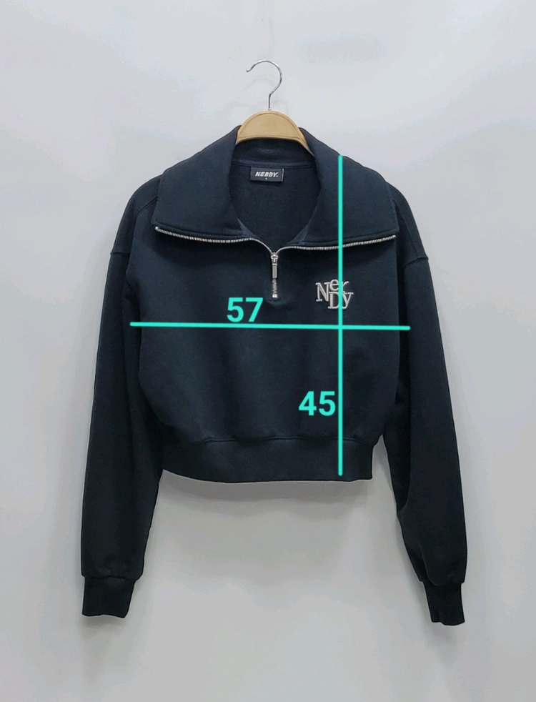 NERDY 23FW 널디 크롭 하프 집업 스웻셔츠 / 여 S 블랙 이미지
