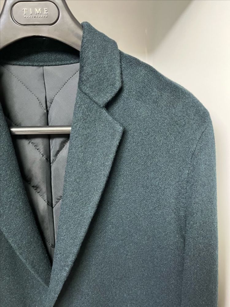 타임옴므 다크그린 캐시미어100% 핸드메이드 코트 95--2