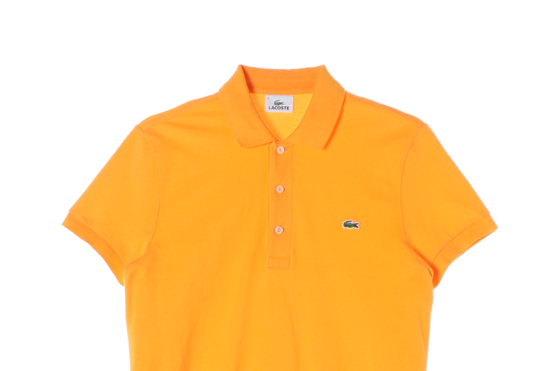 라코스테 오렌지 로고 반팔 카라티 폴로 티셔츠--2