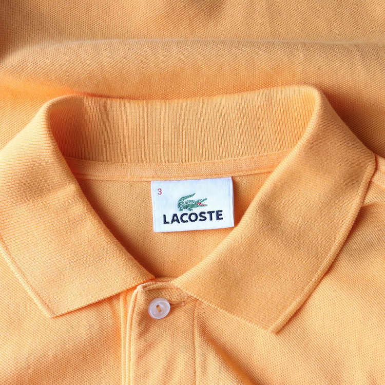 라코스테 오렌지 로고 반팔 카라티 폴로 티셔츠--4