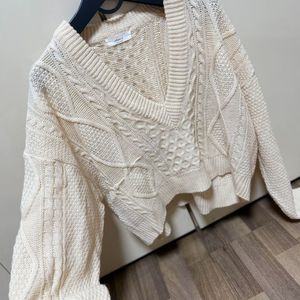 새상품] 브이넥 아이보리 고급짜임 루즈핏 여자니트 여성니트