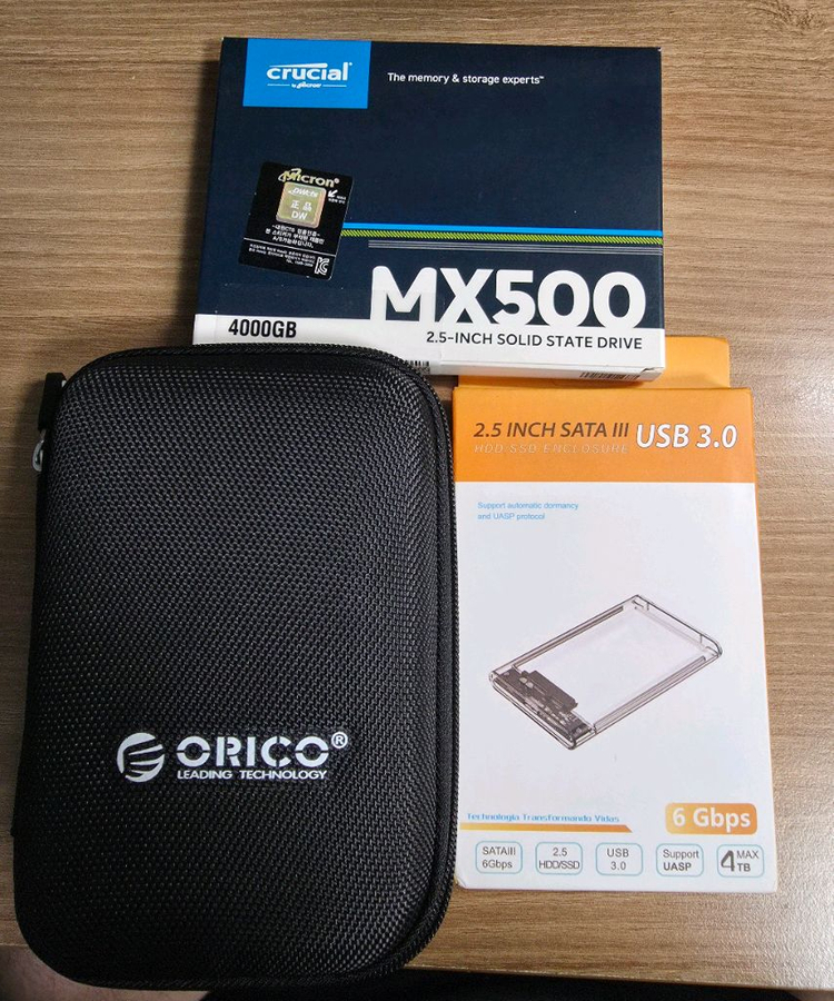 Crucial MX500 4TB SSD 정품 및 외장케이스 파우치 풀세트--0