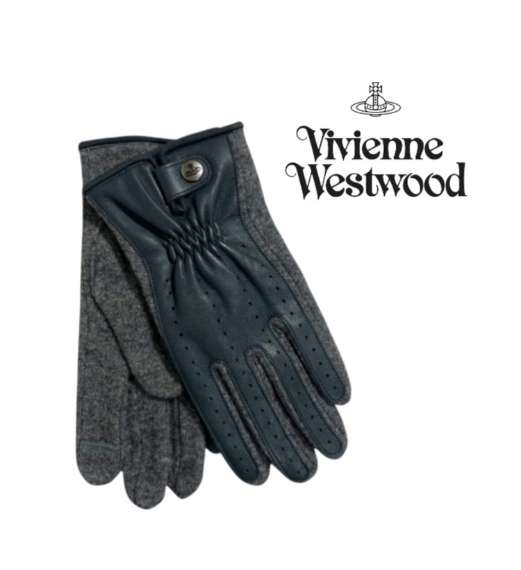 비비안 웨스트우드 아웃핑거 콤비 장갑 그레이 (새상품)--0