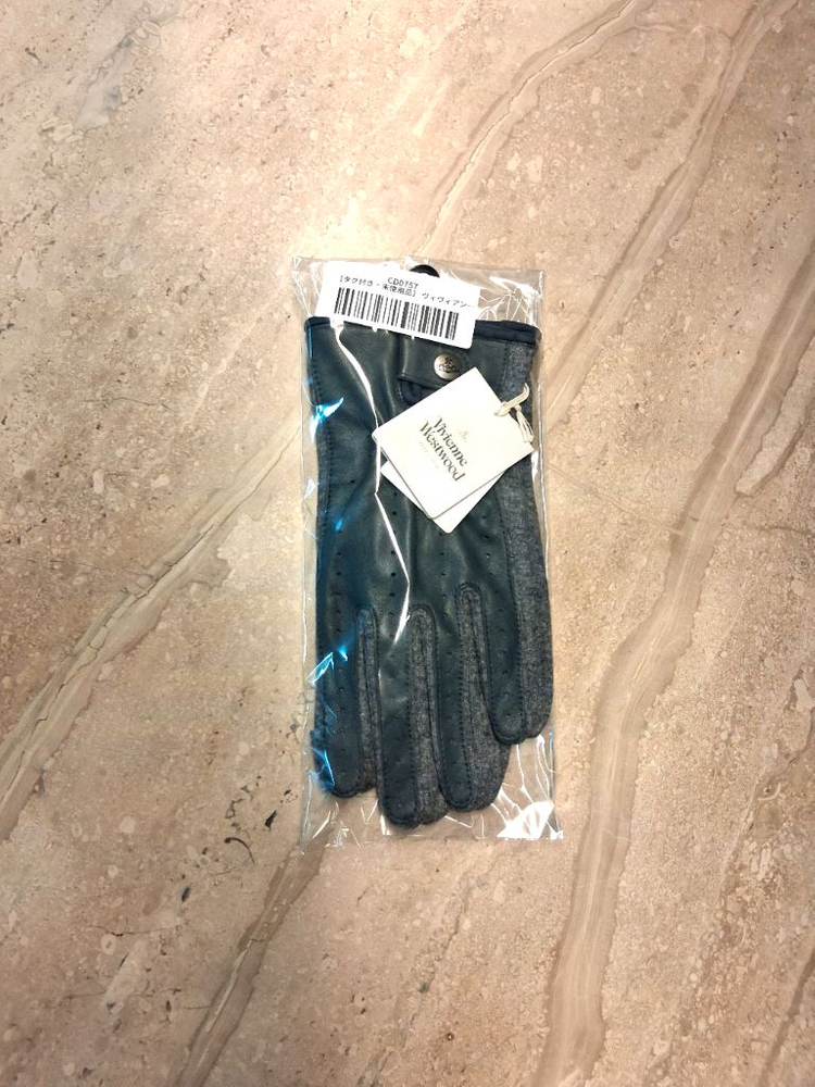 비비안 웨스트우드 아웃핑거 콤비 장갑 그레이 (새상품)--2