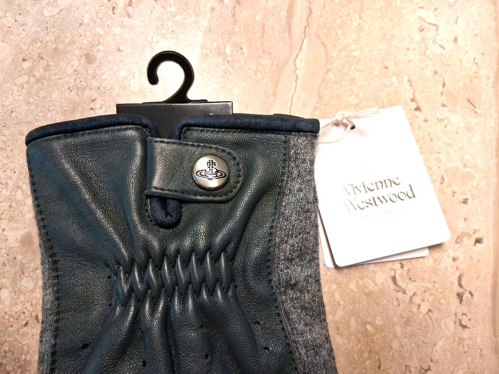 비비안 웨스트우드 아웃핑거 콤비 장갑 그레이 (새상품)--6