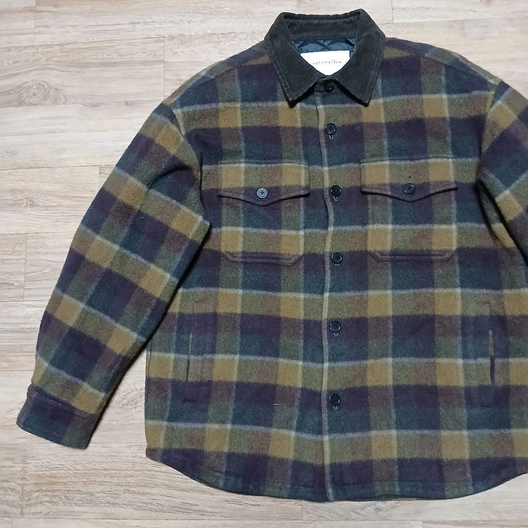 customellow 커스텀멜로우 울 체크 누빔 점퍼 자켓--5