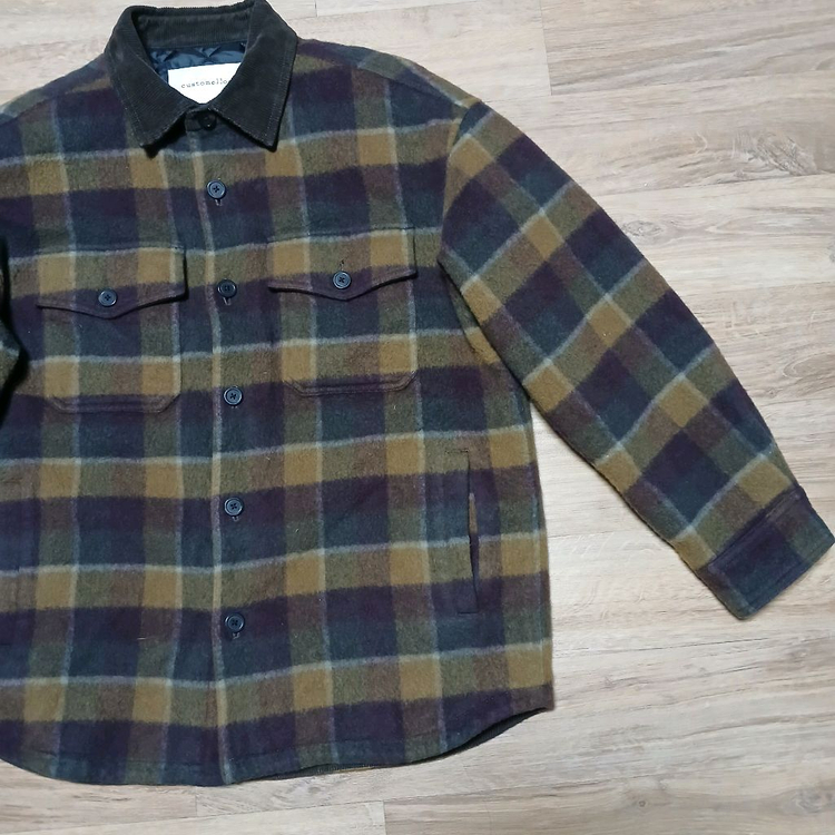 customellow 커스텀멜로우 울 체크 누빔 점퍼 자켓--6