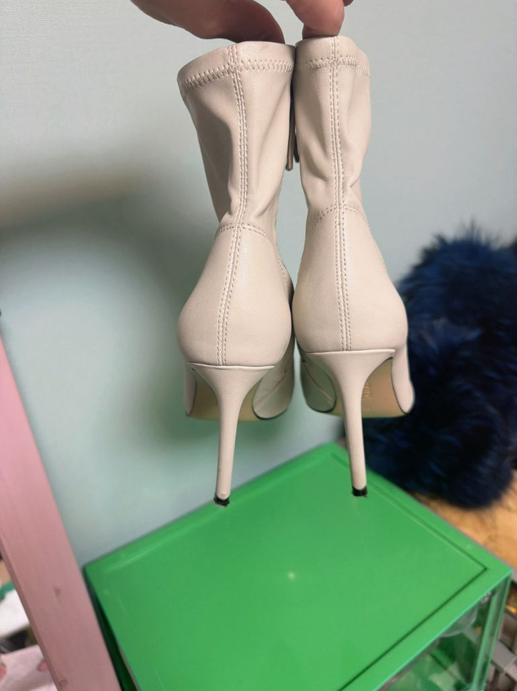 자라 아이보리 앵클 부츠--2