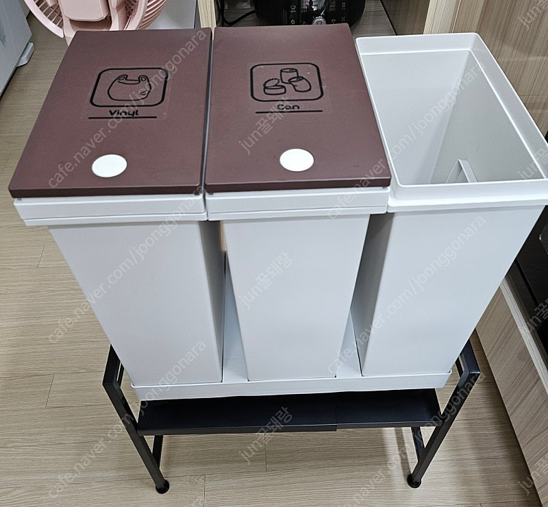 분리수거함 3단 60L 원터치 수거함 재활용 3칸 세트--5