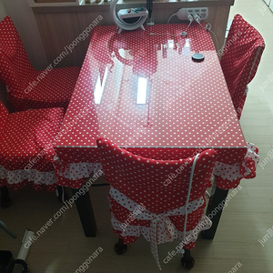 식탁커버 4인용 식탁 테이블 커버 의자커버 등커버 레드 5종세트