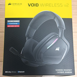 (미개봉 새제품) 정발 커세어 VOID v2 RGB 무선 게이밍 헤드셋 블랙