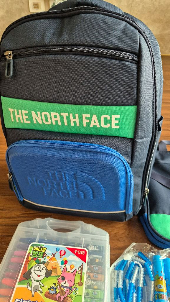 키즈 백팩 세트 노스페이스 초등 저학년 책가방+보조가방 세트 학용품--1