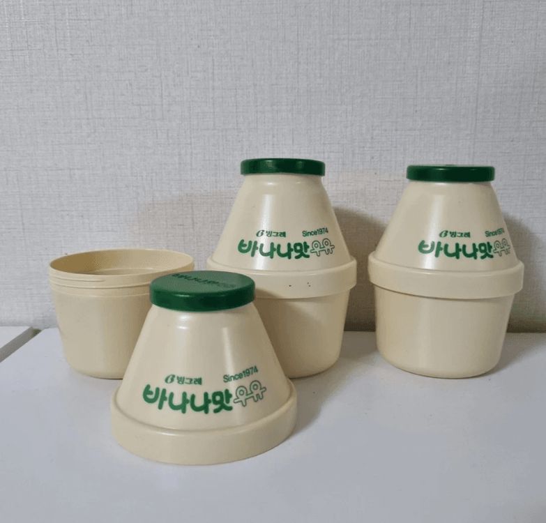 빙그레 바나나맛 우유 뚱바 보관 용기 이미지