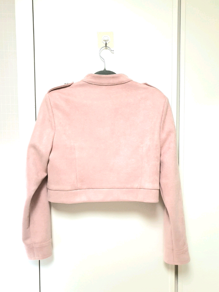 핑크 스웨이드 세미 크롭 자켓(~66사이즈)--6