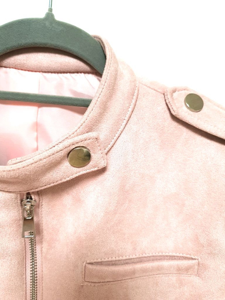 핑크 스웨이드 세미 크롭 자켓(~66사이즈)--7