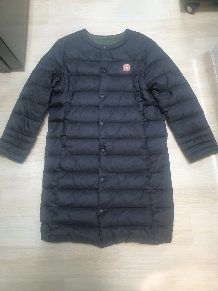 빈폴키즈 리버시블 구스 경량롱패딩 (블랙/카키) 155--0