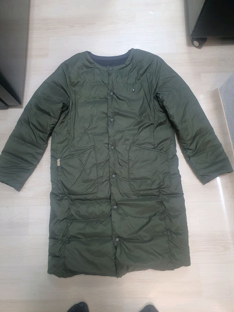 빈폴키즈 리버시블 구스 경량롱패딩 (블랙/카키) 155--3