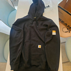 새상품 크림 칼하트 루즈핏 S 후드티 블랙 국내 여자 55 m