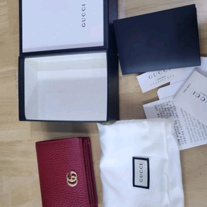 구찌 GUCCI 마몽 바이컬러 스몰 반지갑 레드