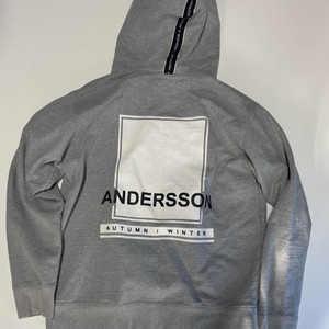 앤더슨벨 헤비 코튼 뒷 프린팅 기모 후드티 L