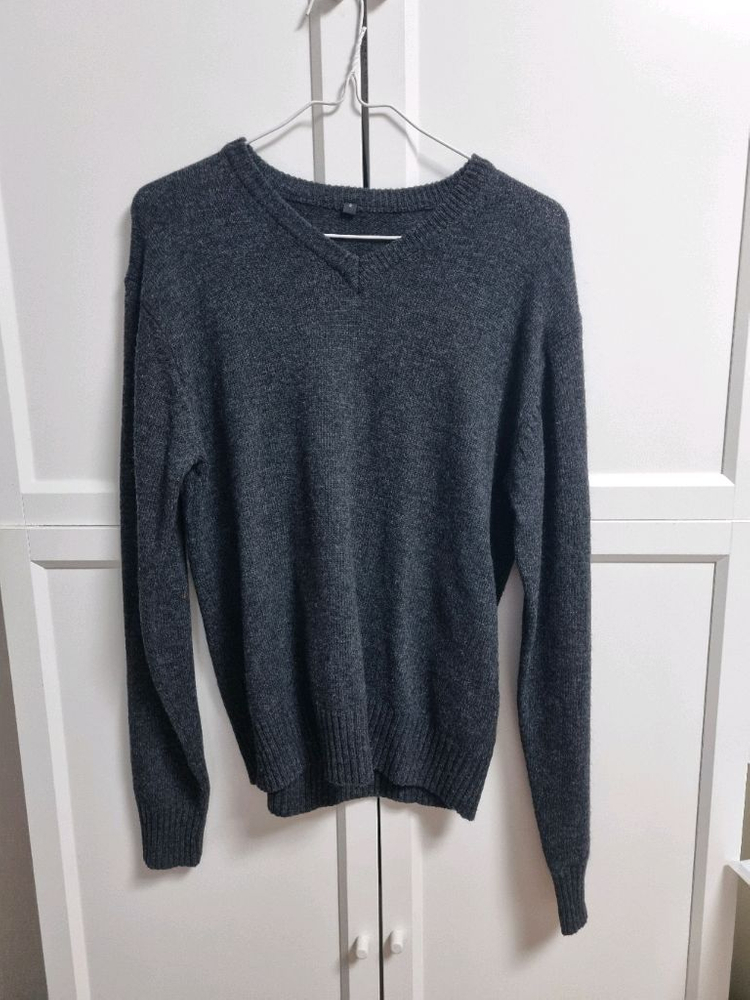 무인양품 무지 그레이 브이넥 울 니트 스웨터 스몰 muji 이미지