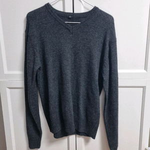 무인양품 무지 그레이 브이넥 울 니트 스웨터 스몰 muji 이미지