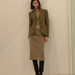 Avie muah 아비에무아 아브라함 문 트위드 체크 자켓