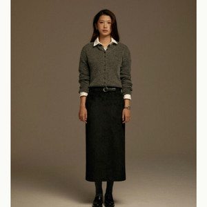 그레이룸 비죠 스웨이드 스커트 블랙 m