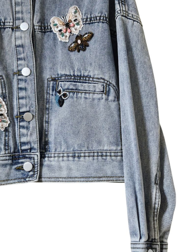 사틴 와펜 자수 데님자켓 55(FREE) | 여유핏 | S211N104A--7