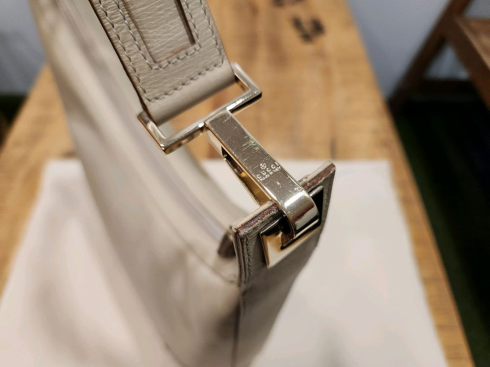 (정품) 구찌 빈티지 화이트 레더 호보 숄더백 (희소모델)--5