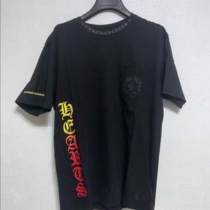 크롬하츠 홀스슈 그라데이션 스크립트 반팔 블랙L사이즈