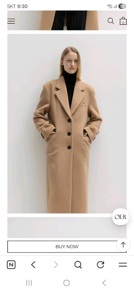 OER 오브에르 캐시미어 오버사이즈 싱글 코트 s (49만)--1