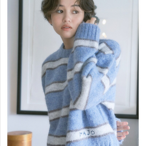 마조팩토리 폴라 스트라이프 니트 스카이블루