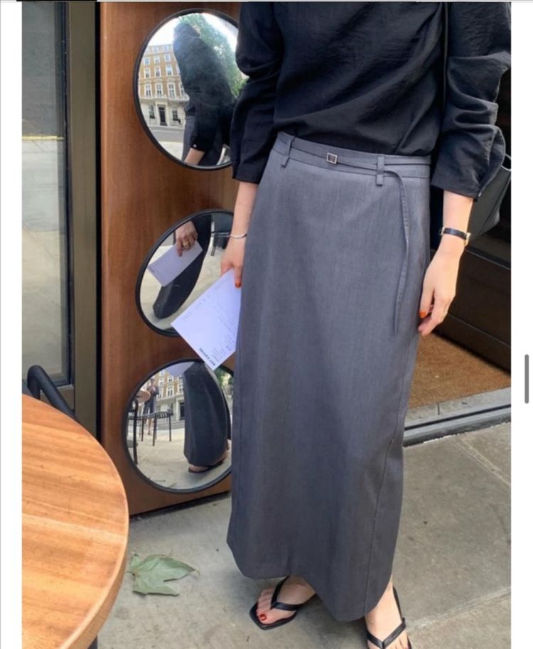 런던레이스 퍼빈벨트스커트 차콜 s--1