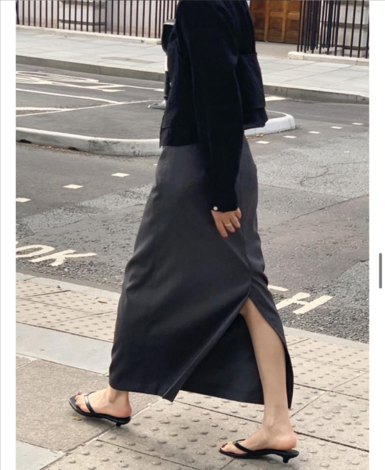 런던레이스 퍼빈벨트스커트 차콜 s--2