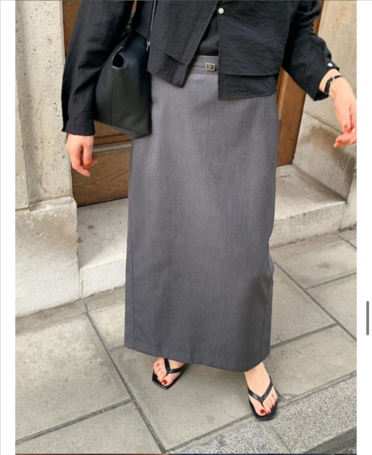 런던레이스 퍼빈벨트스커트 차콜 s--4