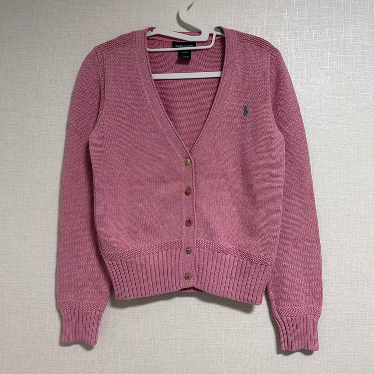 폴로 랄프로렌 브이넥 니트 가디건 핑크 걸즈 XL--3