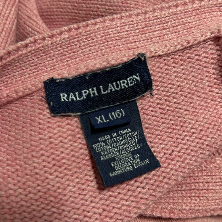 폴로 랄프로렌 브이넥 니트 가디건 핑크 걸즈 XL--6