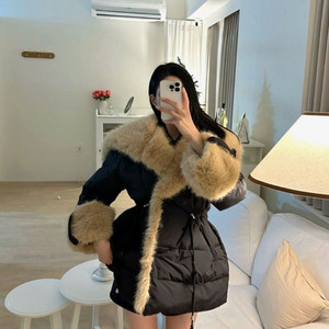 새상품 100덕다운 빅카라 스트링 패딩 F