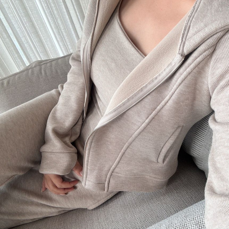 엔뉴엘 탄탄 니트지 하이틴 셋업 오트베이지 기본기장 이미지