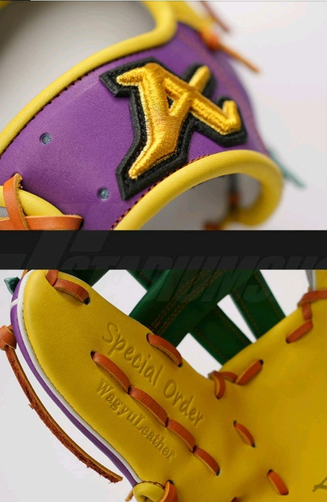 (교환사절)(새제품)아톰즈 내야 글러브 12인치 한동희 선수모델 무자수 고쿠보웹 옐로우/그린 24-GI25A--6