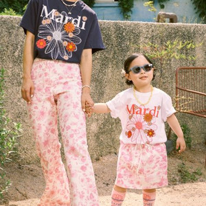 마르디 메크르디 레쁘띠 키즈 봄부터 가을까지 입으면 예쁜 진 스커트 플로럴 핑크색 L (120) 사이즈 새상품