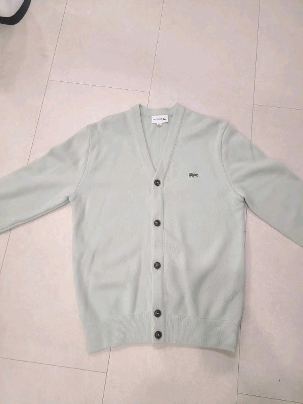 백화점 구먜 라코스테 가디건 라코스테 L 100 가디건 파스텔톤의 민트색상입니다 남녀공용 사이즈 S95-100--3