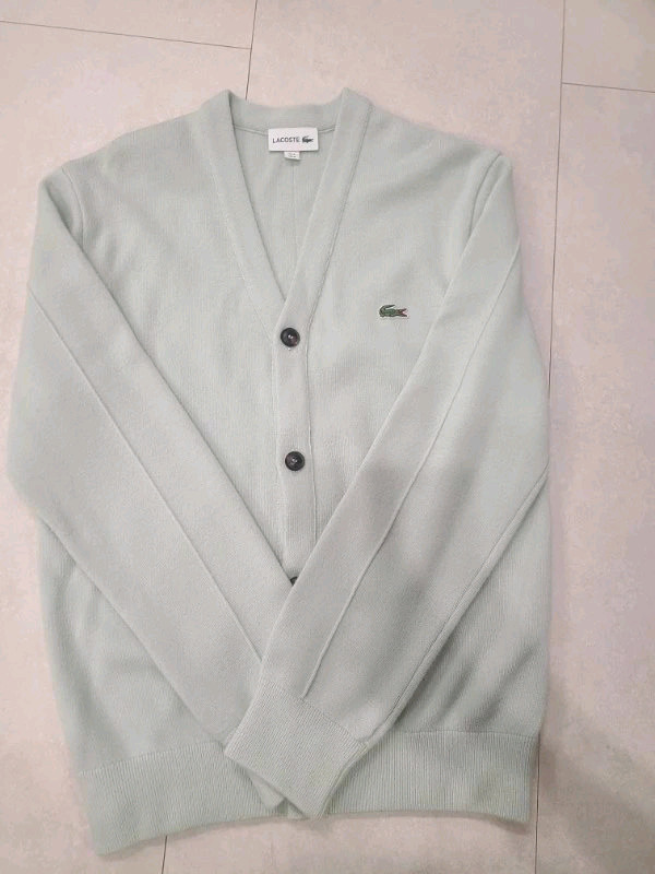 백화점 구먜 라코스테 가디건 라코스테 L 100 가디건 파스텔톤의 민트색상입니다 남녀공용 사이즈 S95-100--4