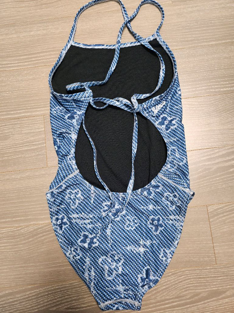 풀타임 데님플라워 타이백 수영복--1