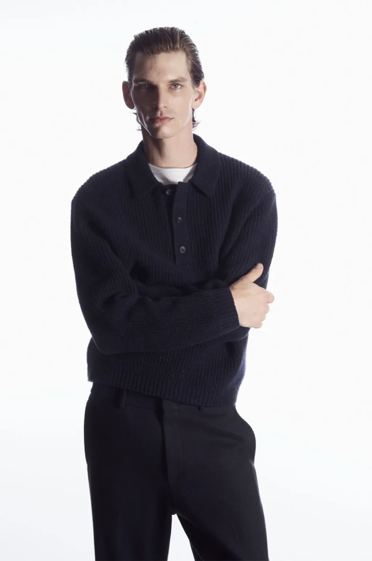 COS 코스 남성 리브드 캐시미어 울 니트 M--1